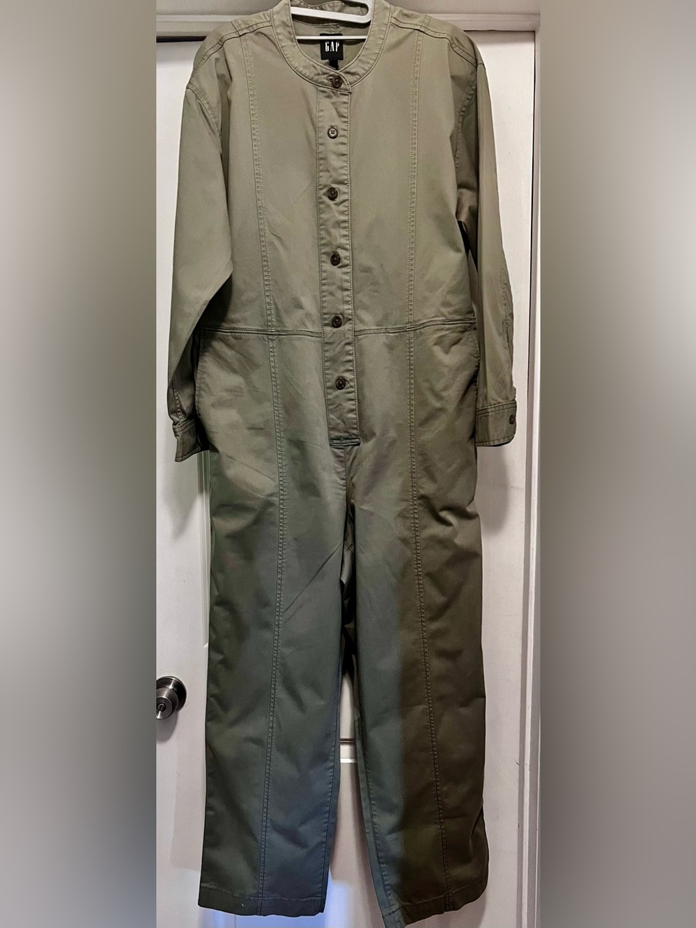 GAP Olive Utility Button-Front Jumpsuit Size 12